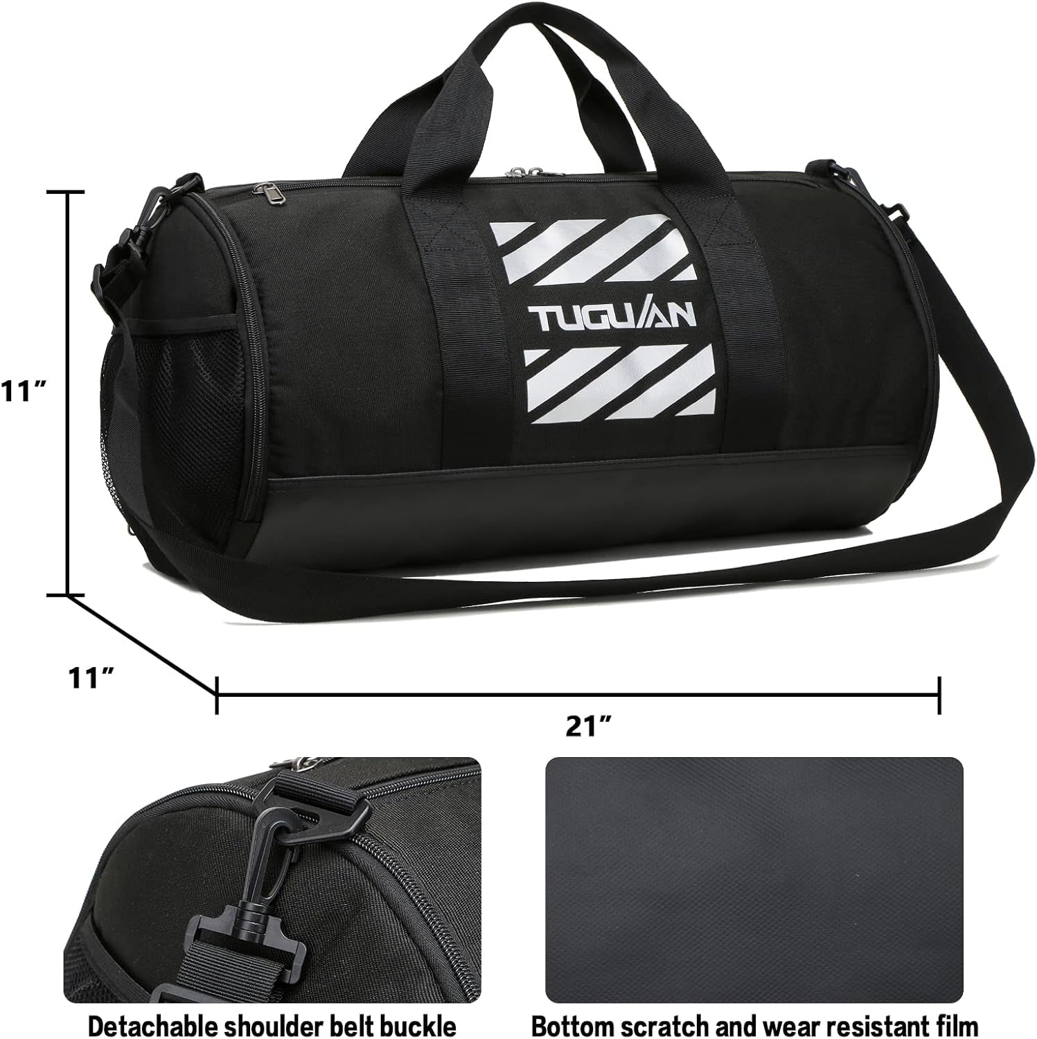 Professional Gym Duffle Bag for Men and Women with Wet Pocket and Shoe Compartment - 40L Travel Tote for Sports, Basketball, and Football - Black