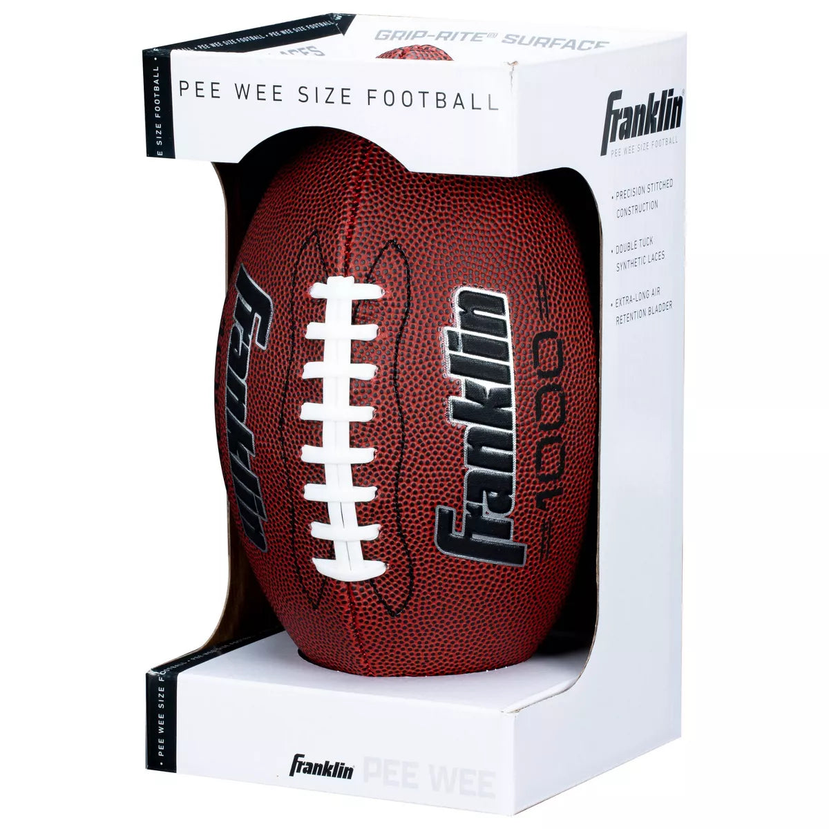 Franklin Sports 1000 Series Grip Rite Peewee Football - Size 6, Brown, Butyl Bladder