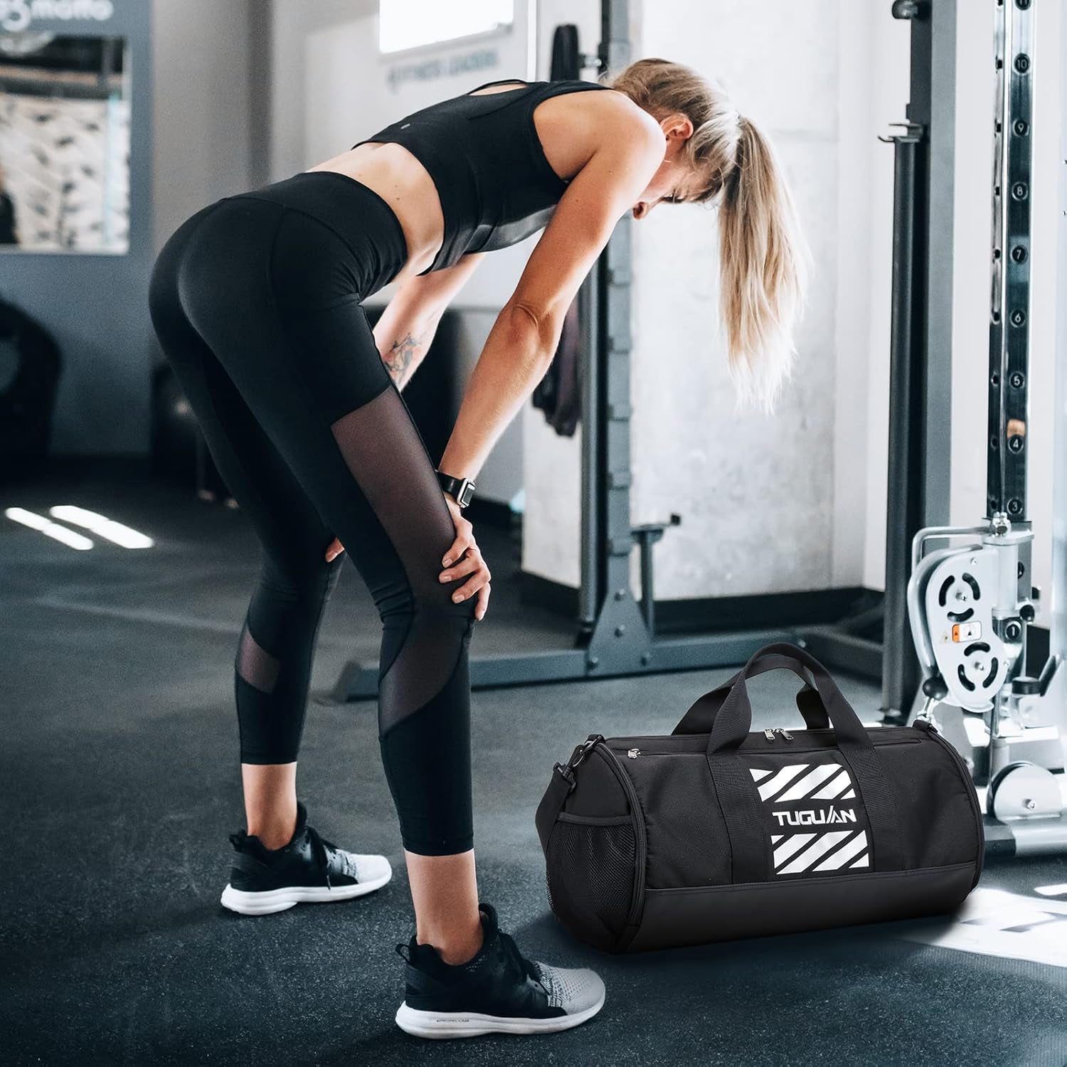 Professional Gym Duffle Bag for Men and Women with Wet Pocket and Shoe Compartment - 40L Travel Tote for Sports, Basketball, and Football - Black