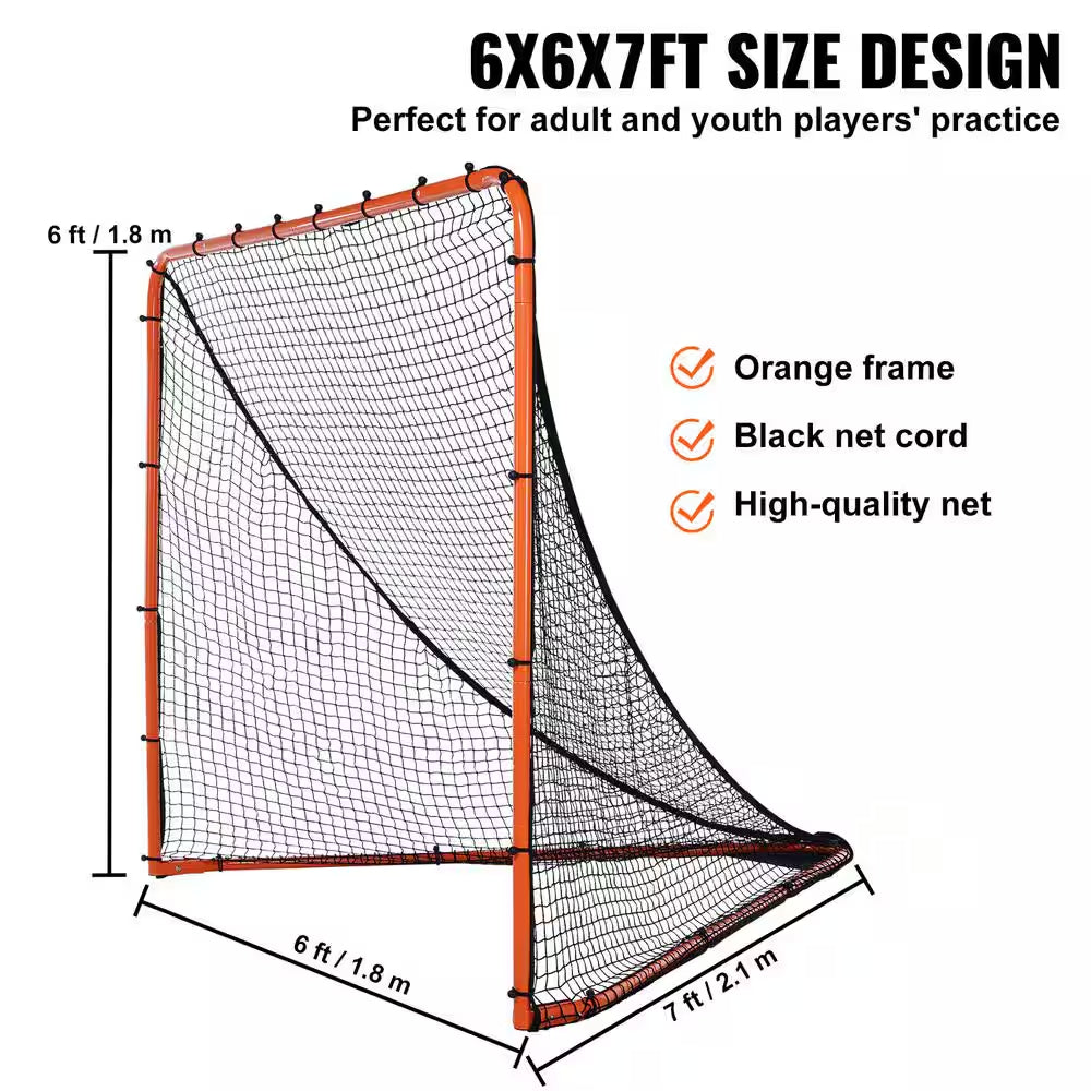 Professional Lacrosse Goal - 6' x 6' Folding Portable Training Net with Steel Frame for Backyard Use