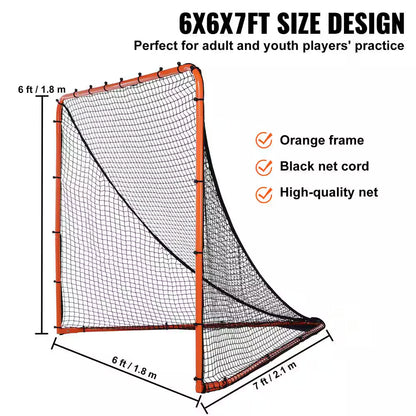 Professional Lacrosse Goal - 6' x 6' Folding Portable Training Net with Steel Frame for Backyard Use