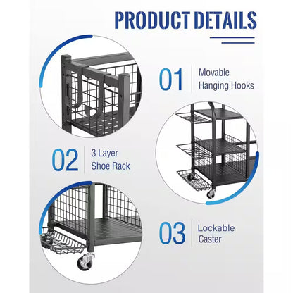 161 Lbs. Weight Capacity 3 Golf Bags Sport Storage Organizer Extra Large Size Golf Storage Rack Golf Organizer