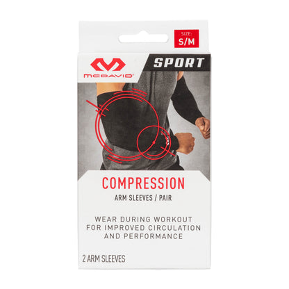 Unisex Adult Compression Arm Sleeves Pair in Black, Size S/M