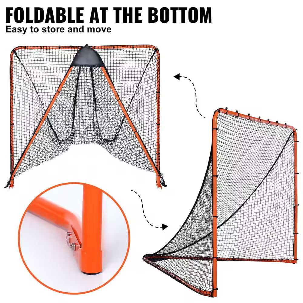 Professional Lacrosse Goal - 6' x 6' Folding Portable Training Net with Steel Frame for Backyard Use