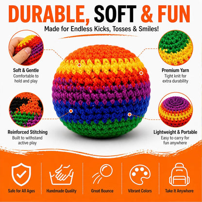 6/12/24PCS Crochet Footbag Set, 2026 New Knitted Kick Balls for Kids & Adults, Colorful Juggling Toss Bags, Handmade Footbags for Outdoor Games, Party, Playground & Travel