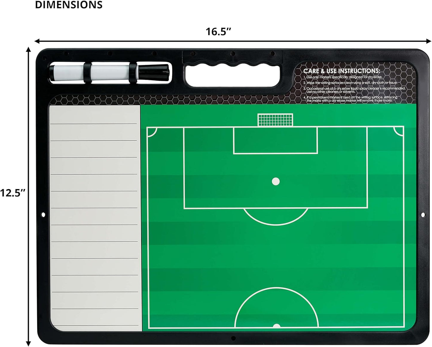 Premium Coaches Clipboard | Double-Sided Dry Erase Marker Board for Basketball, Baseball, Soccer, Football, Hockey (Marker Included)
