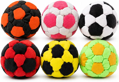 6PCS Hackys Footbags Sacks, Hand-Made Knitted Foot Bags Set, Juggling Balls for Adults & Beginners, Colorful Crochet Footbags, Outdoor Game & Party Fun