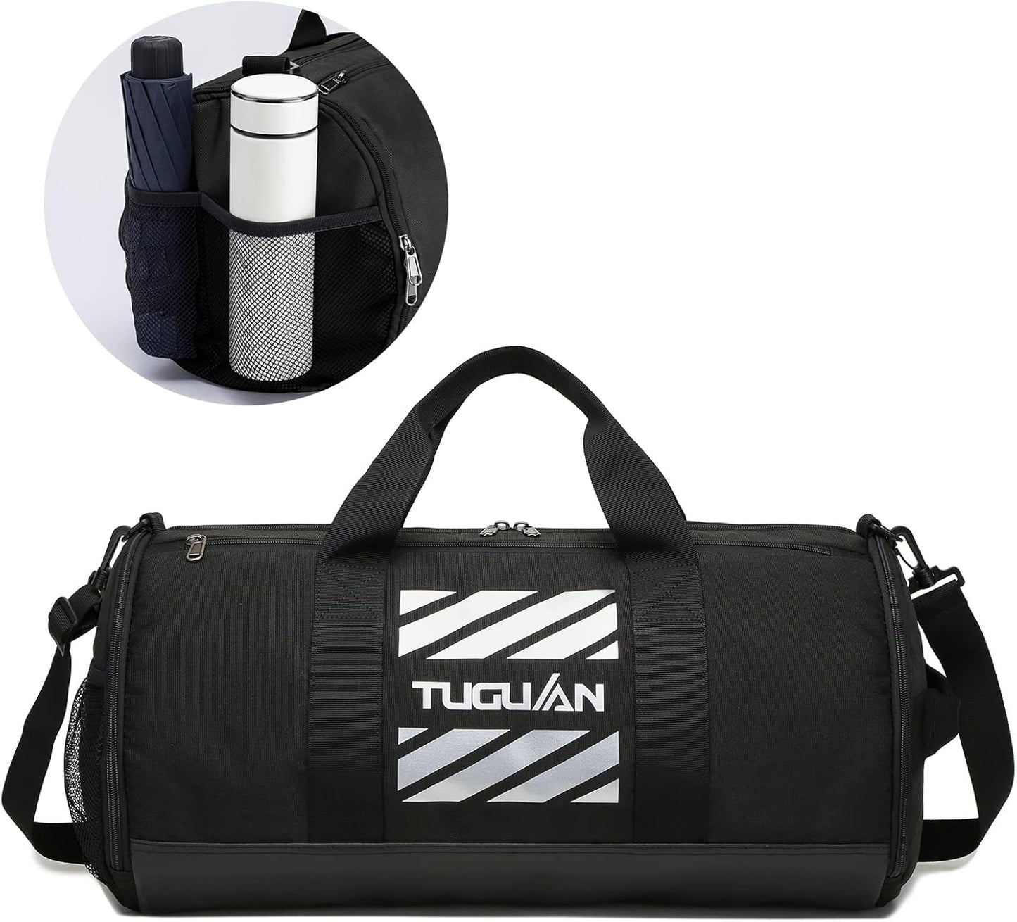 Professional Gym Duffle Bag for Men and Women with Wet Pocket and Shoe Compartment - 40L Travel Tote for Sports, Basketball, and Football - Black