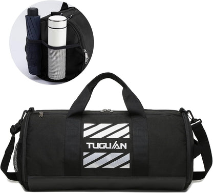 Professional Gym Duffle Bag for Men and Women with Wet Pocket and Shoe Compartment - 40L Travel Tote for Sports, Basketball, and Football - Black