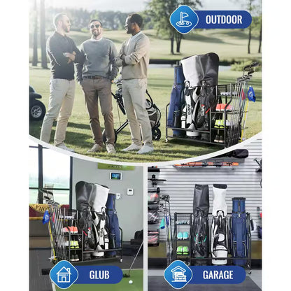 161 Lbs. Weight Capacity 3 Golf Bags Sport Storage Organizer Extra Large Size Golf Storage Rack Golf Organizer