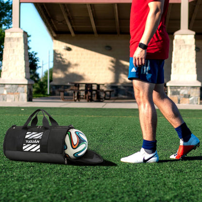 Professional Gym Duffle Bag for Men and Women with Wet Pocket and Shoe Compartment - 40L Travel Tote for Sports, Basketball, and Football - Black