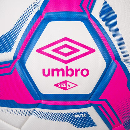 Tristar Size 4 Youth and Beginner Soccer Ball, White/Blue/Pink