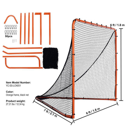 Professional Lacrosse Goal - 6' x 6' Folding Portable Training Net with Steel Frame for Backyard Use