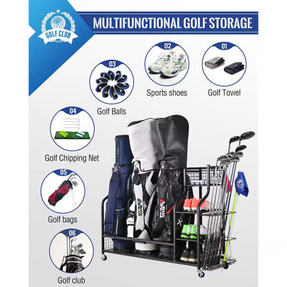 161 Lbs. Weight Capacity 3 Golf Bags Sport Storage Organizer Extra Large Size Golf Storage Rack Golf Organizer