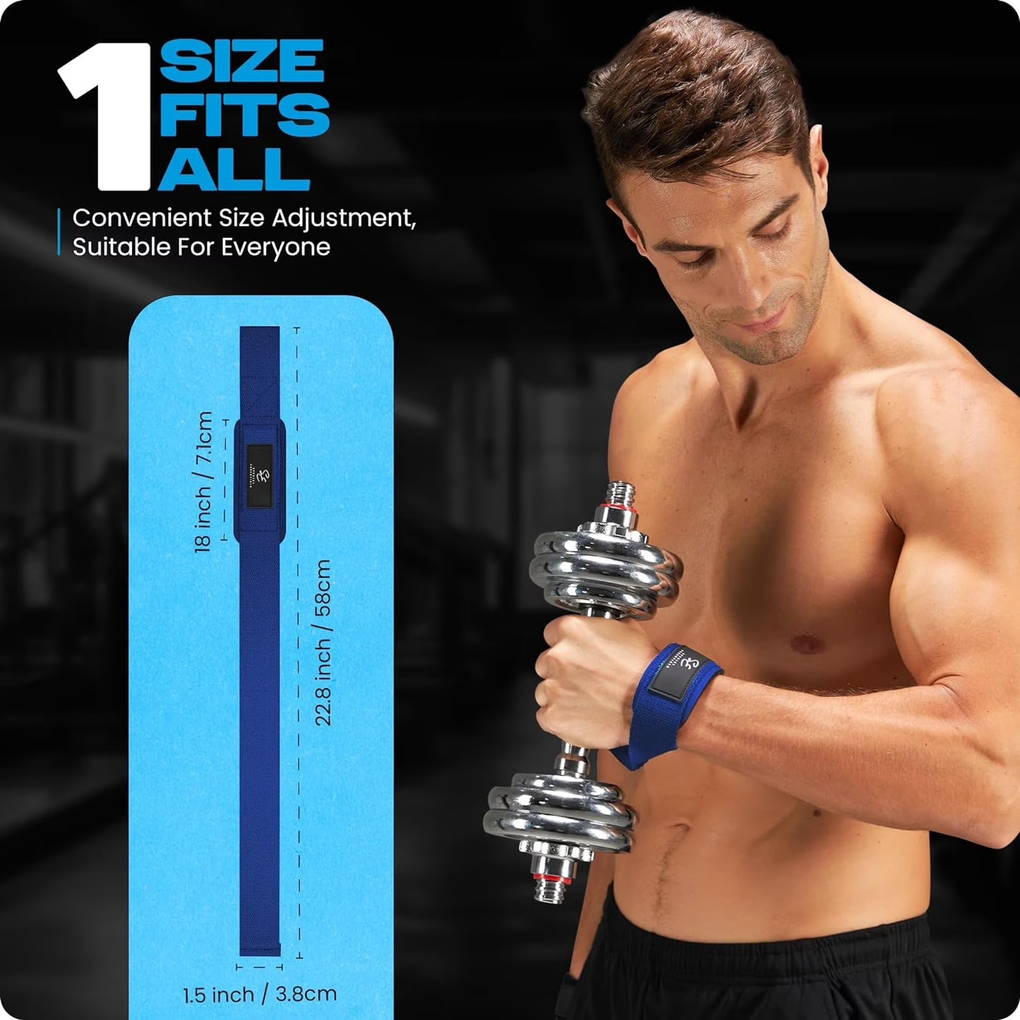 anti Slip Men and Women Neoprene Blue Weight Lifting Straps