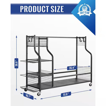 161 Lbs. Weight Capacity 3 Golf Bags Sport Storage Organizer Extra Large Size Golf Storage Rack Golf Organizer